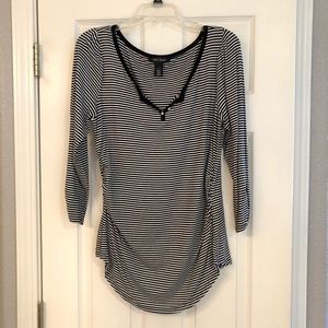 WHBM Black & White Striped Top